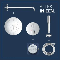 Grohe Precision Thermostat Perfect inbouw douchesysteem met Vitalio Rain Mono 310 hoofddouche rond Chroom