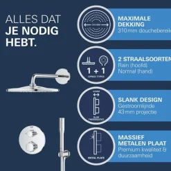 Grohe Precision Thermostat Perfect inbouw douchesysteem met Vitalio Rain Mono 310 hoofddouche rond Chroom