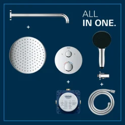 Grohe Precision Thermostat Perfect inbouw douchesysteem met Vitalio Comfort 250 hoofddouche rond Chroom