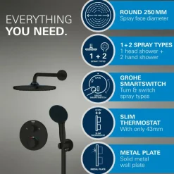 Grohe Precision Thermostat Perfect inbouw douchesysteem met Vitalio Comfort 250 hoofddouche vierkant Chroom