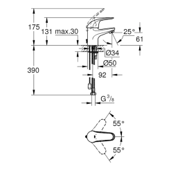 GROHE Swift S-size éénhendel wastafelkraan met ketting Chroom