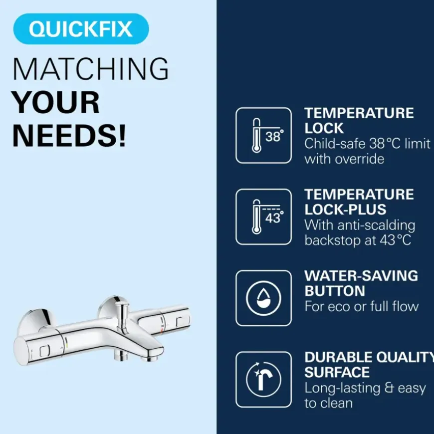 Grohe thermostatische badkraan Precision Start - chroom 15 cm