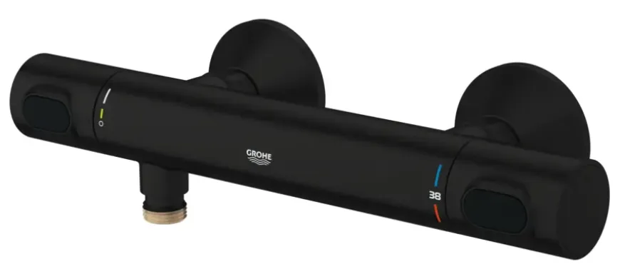 GROHE thermostatische douchekraan Precision Flow mat zwart 15 cm