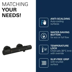GROHE thermostatische douchekraan Precision Feel mat zwart 15 cm