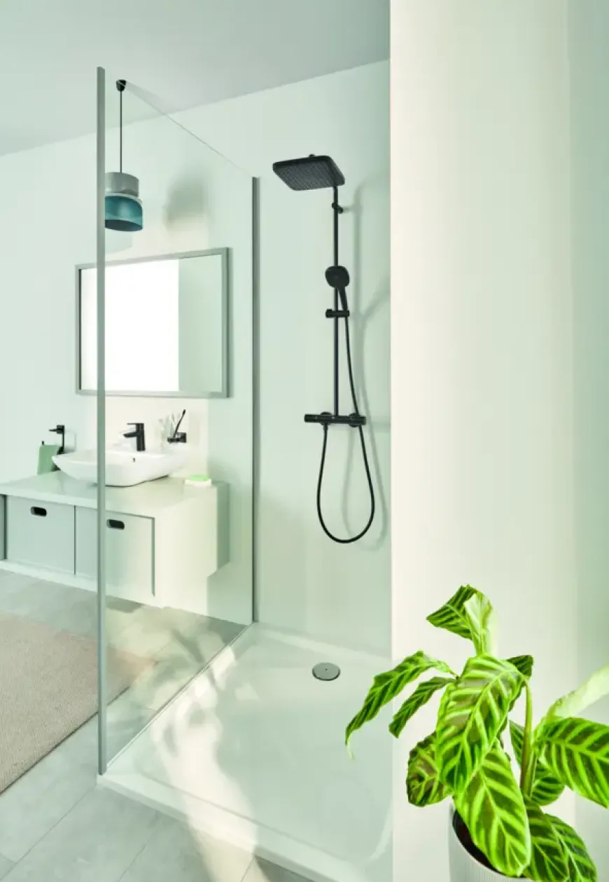 GROHE Vitalio Comfort 250 douchesysteem met thermostaatkraan mat zwart
