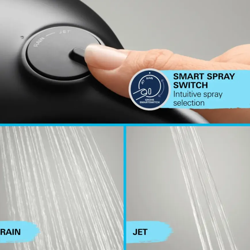 GROHE Vitalio Comfort 250 douchesysteem met thermostaatkraan mat zwart
