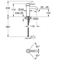 Grohe Wastafelkraan Essence New S Grafiet