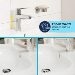 Grohe Wastafelmengkraan Start L-Size met waste Mat Zwart