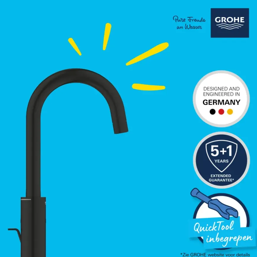 Grohe Wastafelmengkraan Start L-Size met waste Mat Zwart