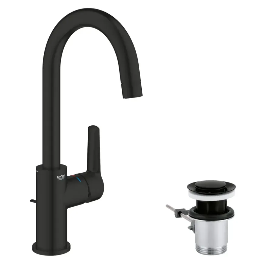 Grohe Wastafelmengkraan Start L-Size met waste Mat Zwart