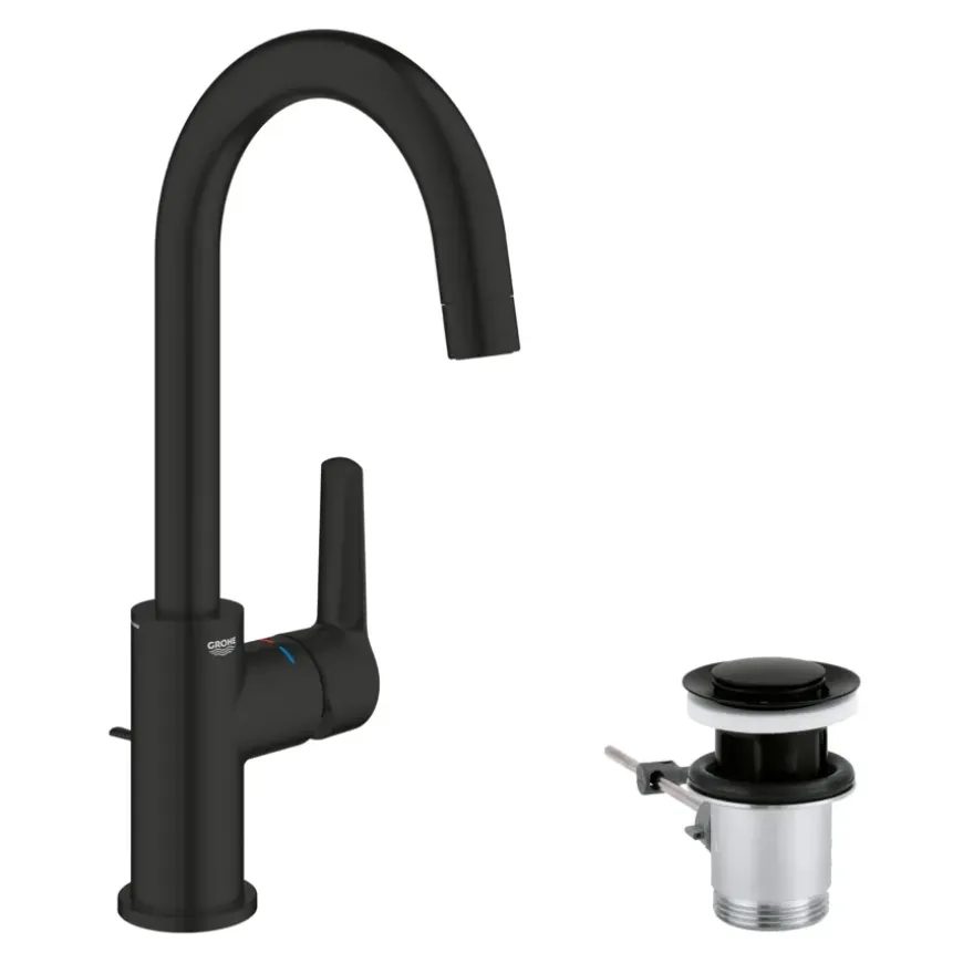 Grohe Wastafelmengkraan Start L-Size met waste Mat Zwart