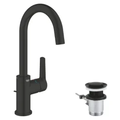 Grohe Wastafelmengkraan Start L-Size met waste Mat Zwart
