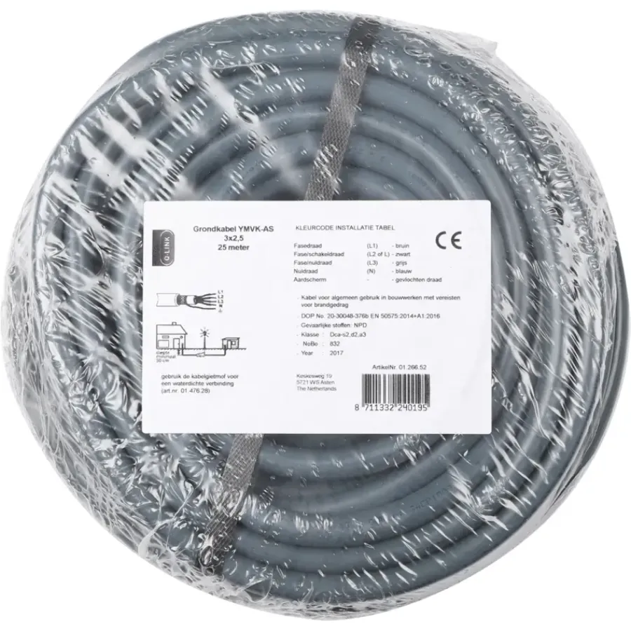 Grondkabels & Buitenkabels > Geen Grondkabel YMVK-AS 3x2,5 mm² 25 Meter