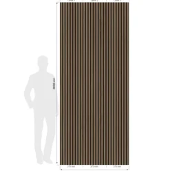 PVC Wandtegels & Panelen|Wandpanelen > Grosfillex lattenwand kunststof Element 3D Linio walnoot 2.925m2
