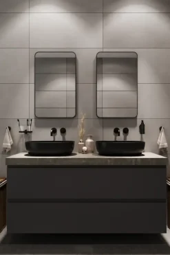 Haceka badkamerspiegel Deco mat zwart 80 x 55 cm rechthoek afgeronde hoeken