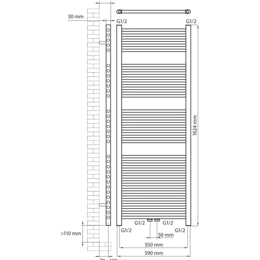 Haceka design radiator Gobi wit 6-punts 162 x 59 cm