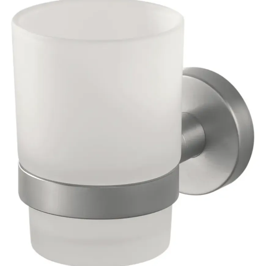 Haceka Kosmos enkele tandenborstelhouder beker glas RVS