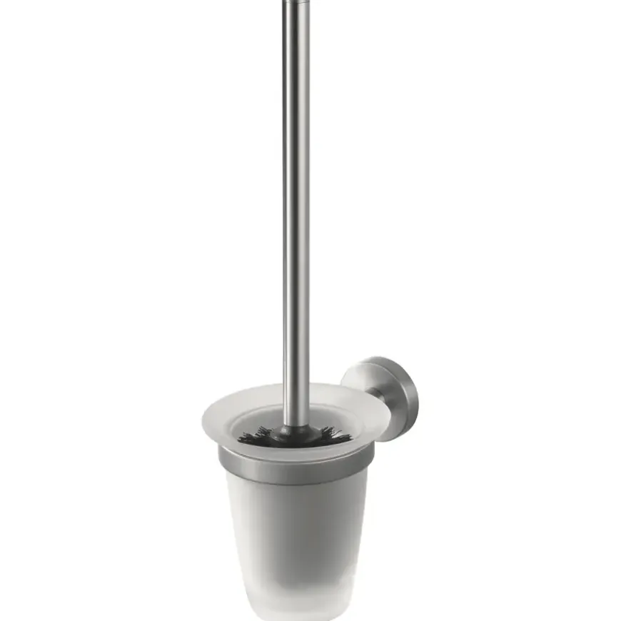 Haceka Kosmos toiletborstelset glas RVS look geborsteld mat