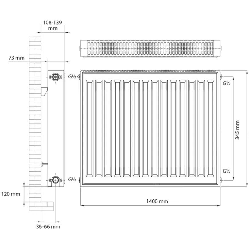 Haceka paneelradiator Imago Una 400 mm x 1400 mm