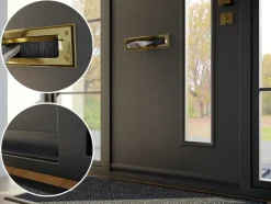 Brievenbussen|Brievenbussen > Handson brievenbusklep met borstel aluminium zwart