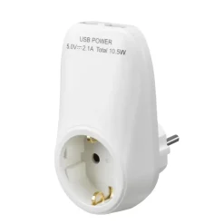 Stekkers > Handson doorvoerstekker RA 2 USB-aansluitingen wit