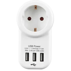 Stekkers > Handson Doorvoerstekker RA Wit Incl. 3 USB-aansluitingen