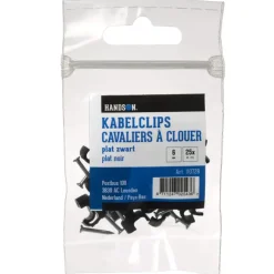 Kabelklemmen > Handson Kabelclip Plat Zwart 6 mm 25 Stuks