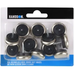 HANDSON meubelglijder glijnagel rubber nikkel Ø25 mm 12 stuks