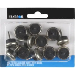 HANDSON meubelglijder glijnagel rubber nikkel Ø22 mm 12 stuks