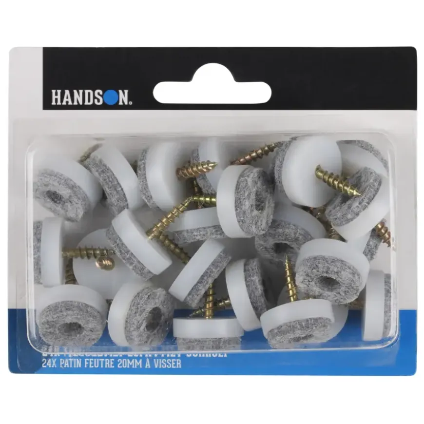 HANDSON meubelglijder viltglijder met schroef Ø20 mm grijs 24 stuks
