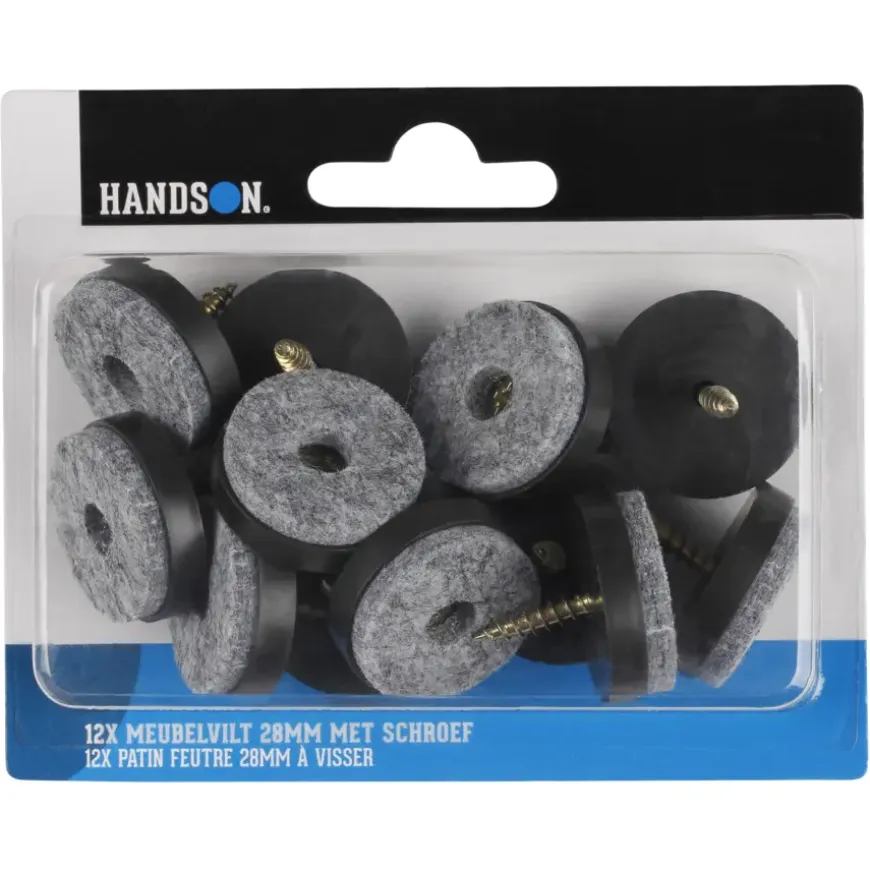 HANDSON meubelglijder viltglijder met schroef bruin Ø28 mm 12 stuks