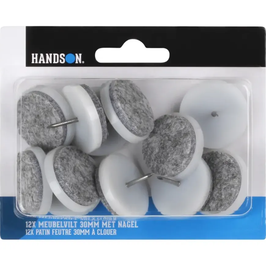 HANDSON meubelglijder viltglijder met nagel grijs Ø30 mm 12 stuks