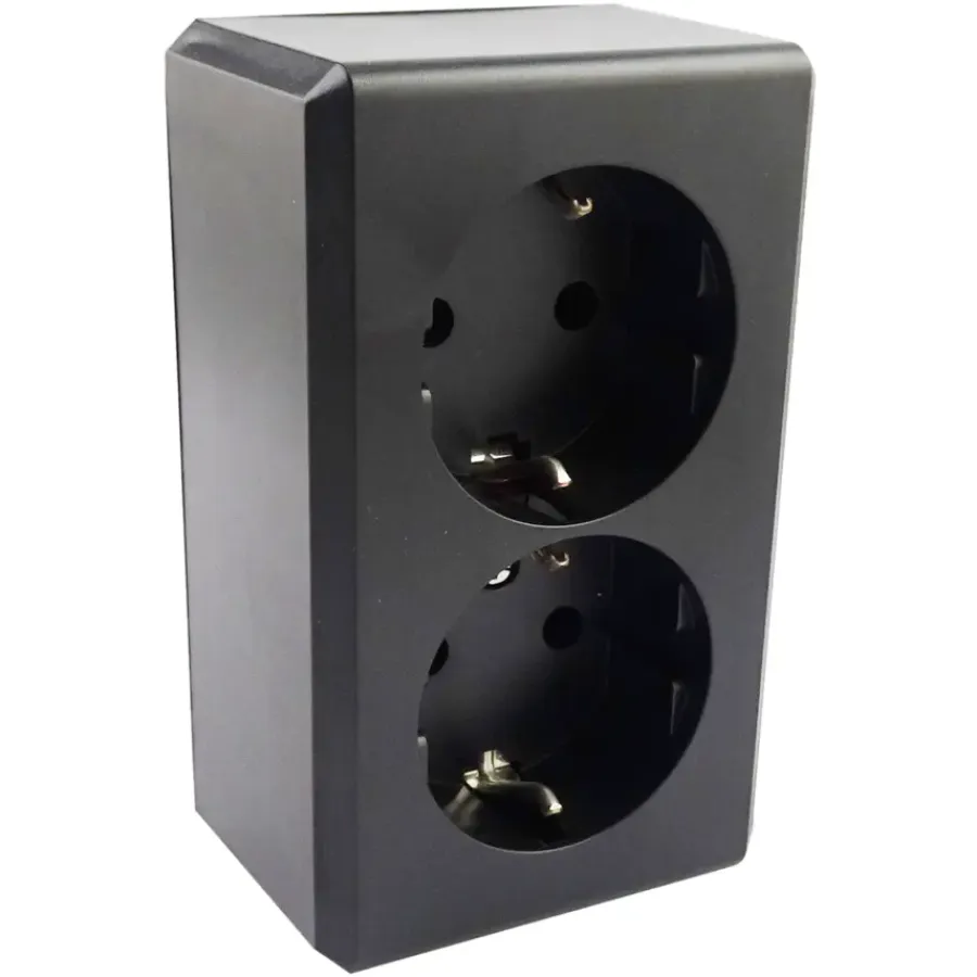 Opbouw Schakelmateriaal|Stopcontacten & Overige Contactdozen > Handson Opbouw Dubbel Geaard Stopcontact Zwart