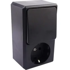 Opbouw Schakelmateriaal|Stopcontacten & Overige Contactdozen > Handson Opbouw Geaard Stopcontact met Schakelaar Zwart