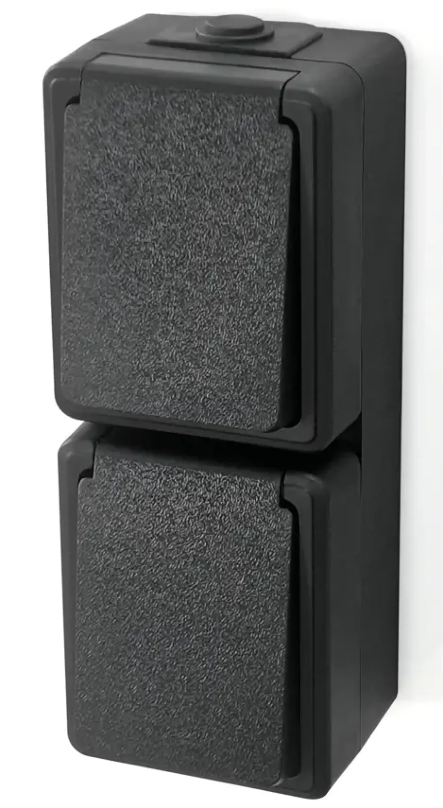 Buiten Schakelmateriaal|Opbouw Schakelmateriaal > Handson Opbouw Stopcontact RA Dubbel Spatwaterdicht Zwart