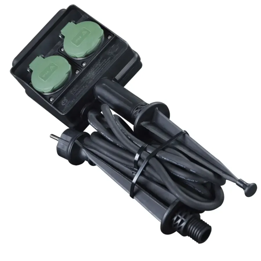 Stekkerdozen > Handson Stekkerdoos op Spies 2-voudig RA Zwart 3 Meter