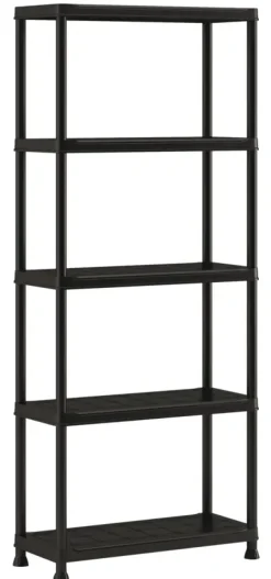 Handson stellingkast kunststof zwart 5 legborden 25 kg/legbord 176x75x32 cm