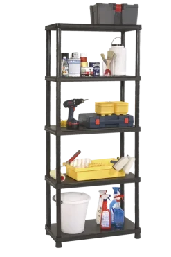 Handson stellingkast kunststof zwart 5 legborden 50 kg/legbord 187x80x40 cm
