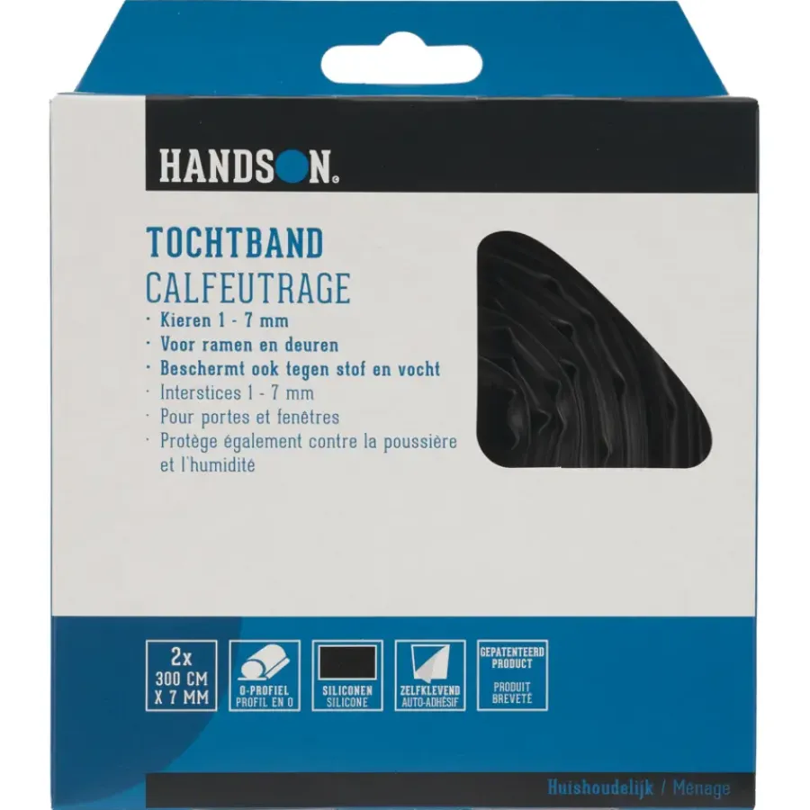 Tochtwering|Tochtstrips Deur > Handson tochtband O-profiel siliconen zwart 3 meter 2 stuks