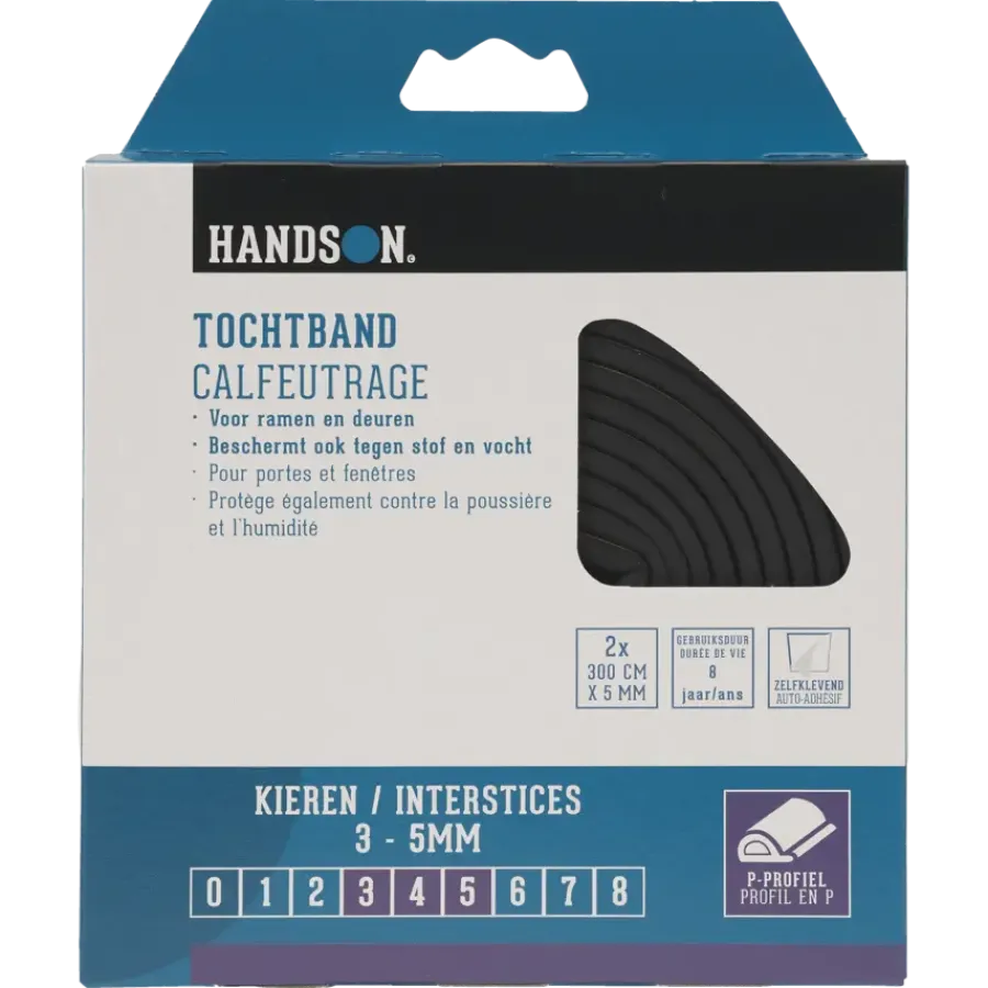 Tochtwering|Tochtstrips Deur > Handson tochtband P-profiel EPDM rubber antraciet 3 meter 2 stuks