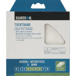 Tochtwering|Tochtstrips Deur > Handson tochtband PU-schuim 6x9 mm 3 meter wit 2 stuks