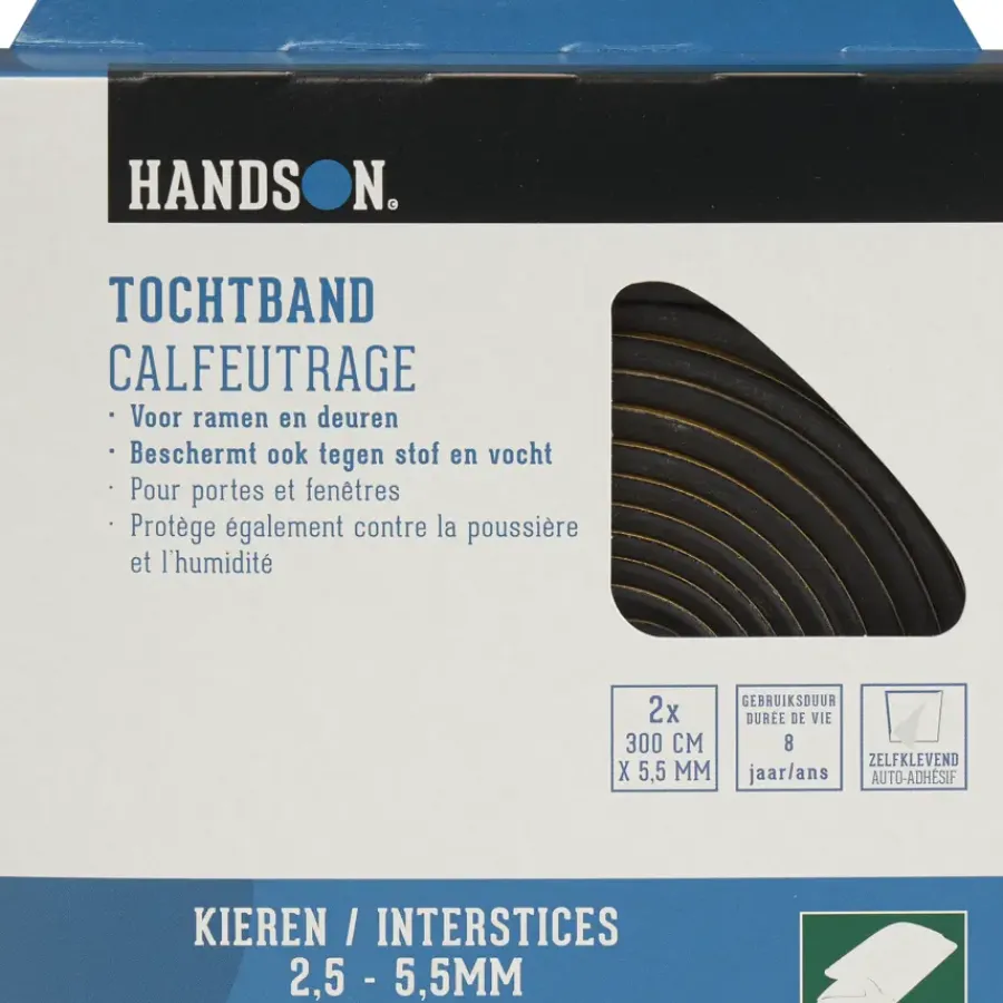 Tochtwering|Tochtstrips Deur > Handson tochtband V-profiel EPDM rubber antraciet 3 meter 2 stuks