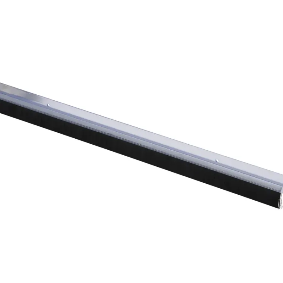 Tochtwering|Tochtstrips Deur > Handson tochtstrip transparant kunststof 93 cm met zwarte borstel
