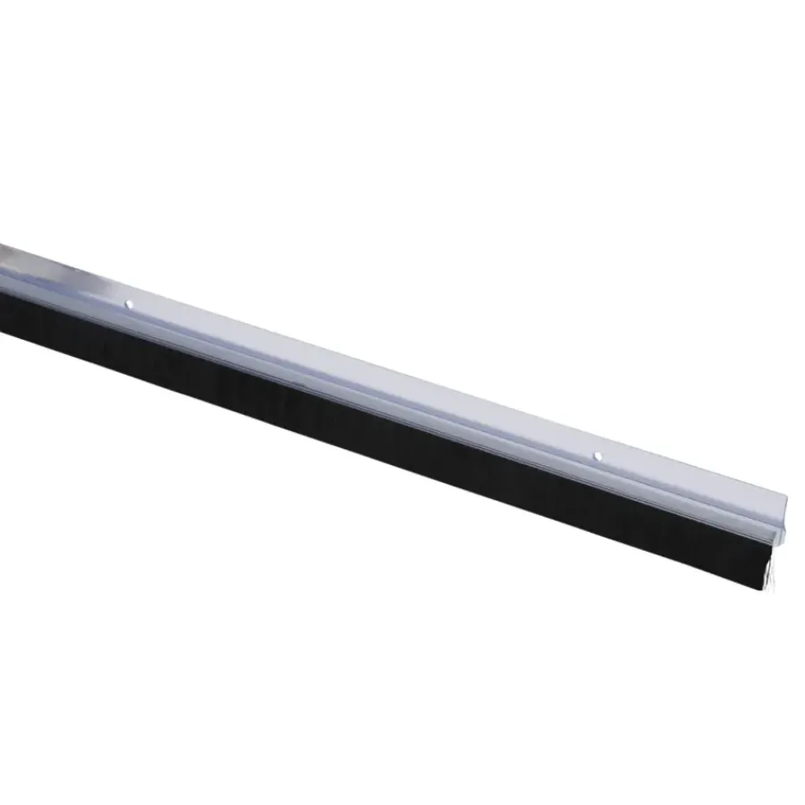 Tochtwering|Tochtstrips Deur > Handson tochtstrip transparant kunststof 93 cm met zwarte borstel