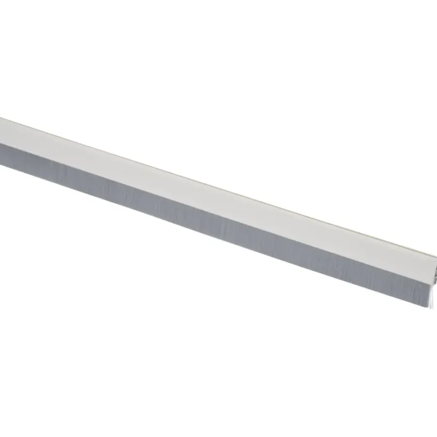 Tochtwering|Tochtstrips Deur > Handson tochtstrip wit aluminium 93 cm met grijze borstel