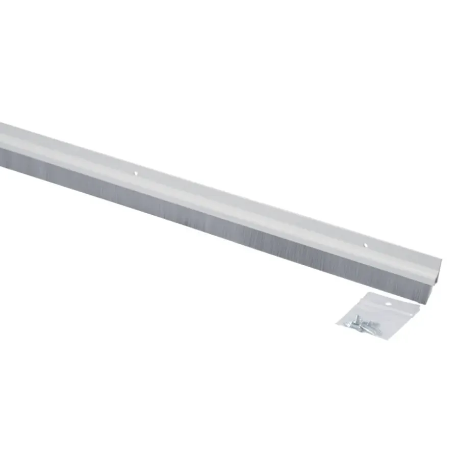 Tochtwering|Tochtstrips Deur > Handson tochtstrip wit kunststof 93 cm met grijze borstel