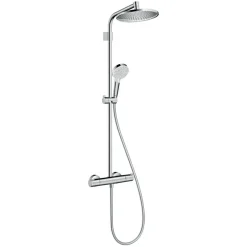 Hansgrohe regendoucheset Crometta S met handdouche en thermostaatkraan 2 standen chroom - hartafstand kraan 15 cm