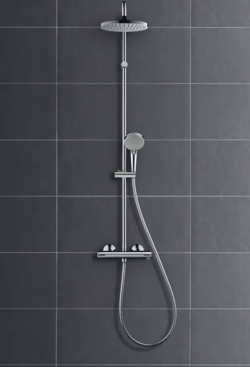 Hansgrohe regendoucheset Vernis Blend 200 met handdouche en thermostaatkraan 2 standen zwart - hartafstand kraan 15 cm