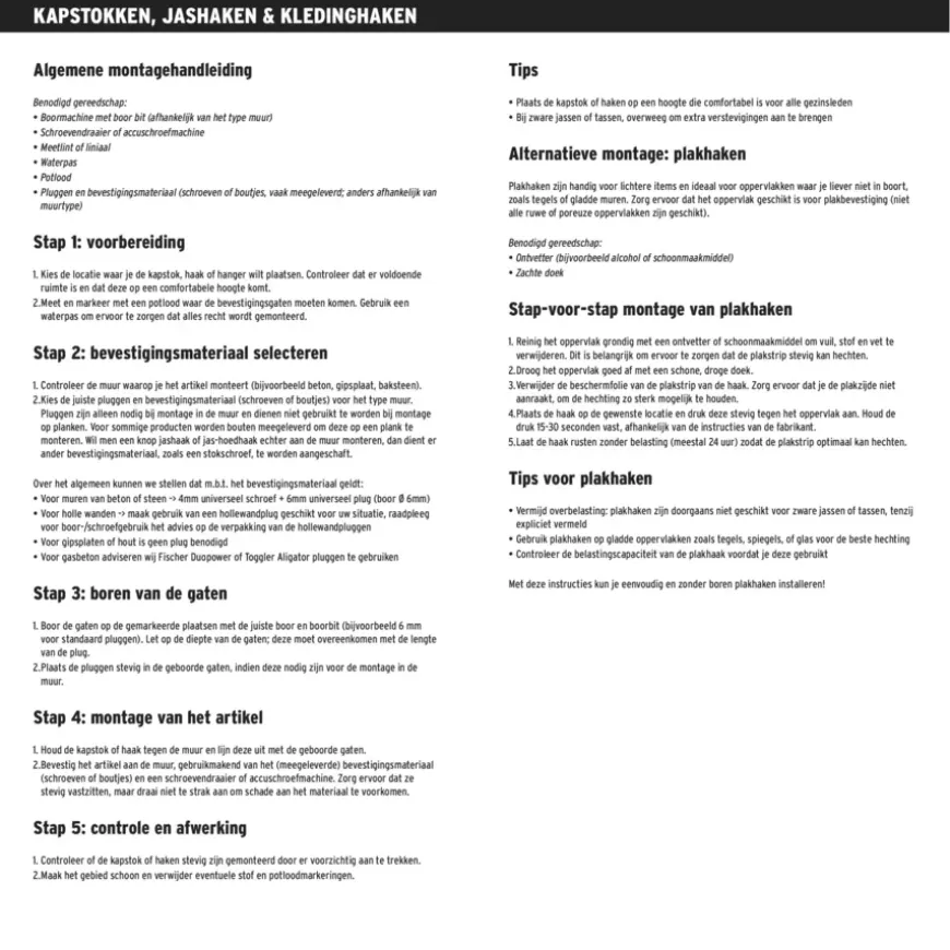 Hermeta garderobe jashaak dubbel zwart