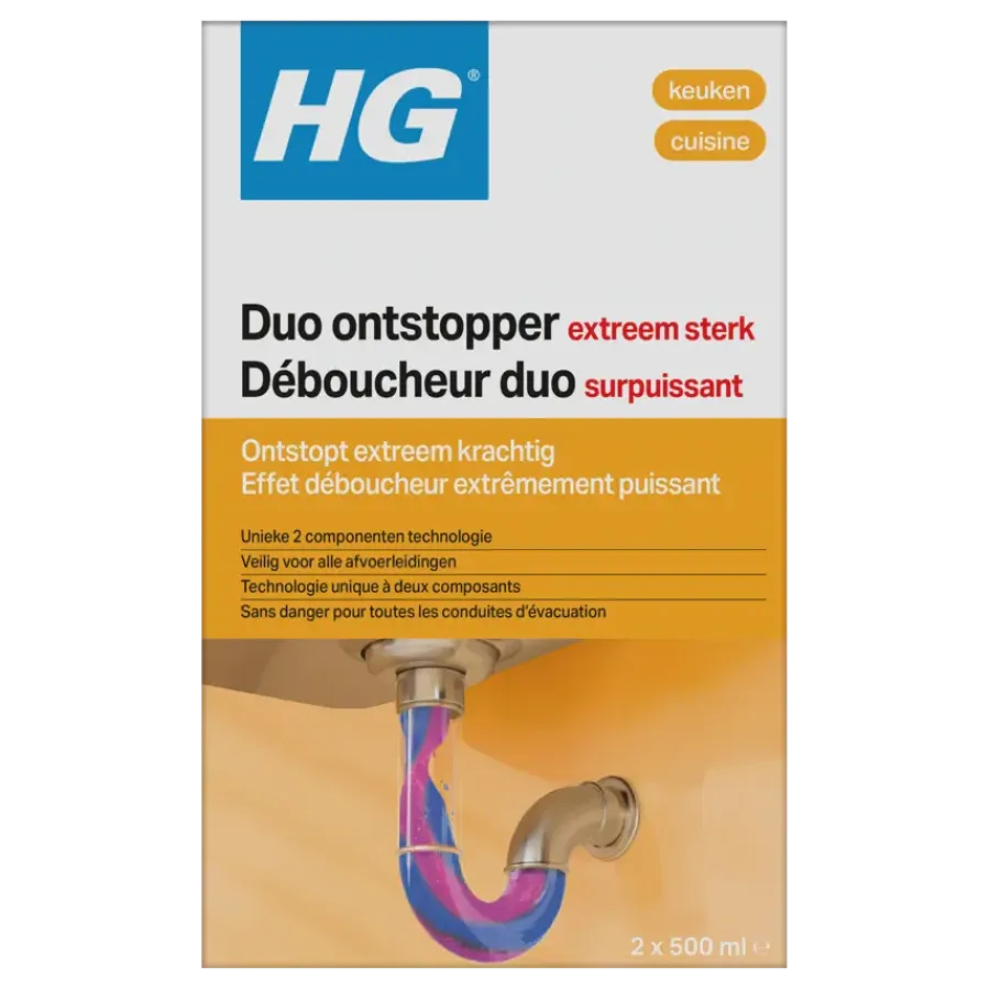 Ontstoppers|Ontstoppingsmiddelen > HG duo ontstopper 2 stuks 500 ml